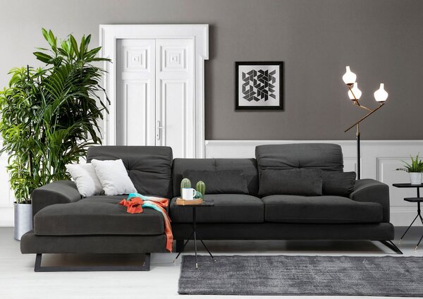 Rohová sedací souprava Frilana (antracit) (L). Akce -25%