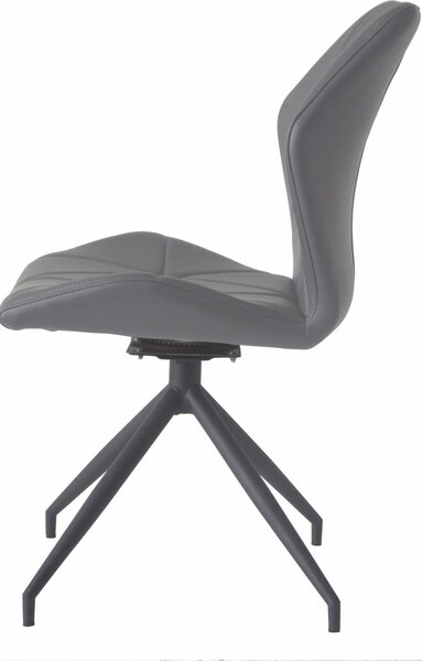 ByLIVING Jídelní židle set 2 IMKE / Šedá koženka / Černý kovový rám / Sedák otočný o 360° / Jídelní židle / Diamantové prošití / Š 52, V 90,5, H 62 cm
