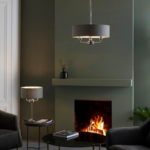 Endon 99149 - Stolní lampa HIGHCLERE 3xE14/18W/230V šedá/lesklý chrom
