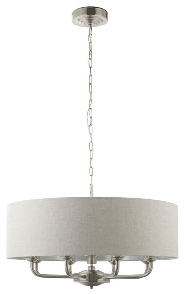 Endon 99152 - Lustr na řetězu HIGHCLERE 8xE14/40W/230V šedá/matný chrom
