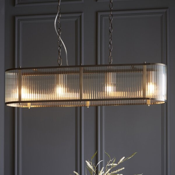 Endon 110945 - Lustr na řetězu RIDGETON 4xE14/6W/230V mosaz/čirá