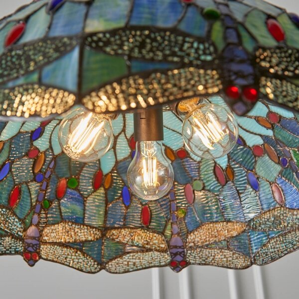 Endon 66148 - Lustr na řetězu Tiffany DRAGONFLY 3xE27/60W/230V pr. 50 cm
