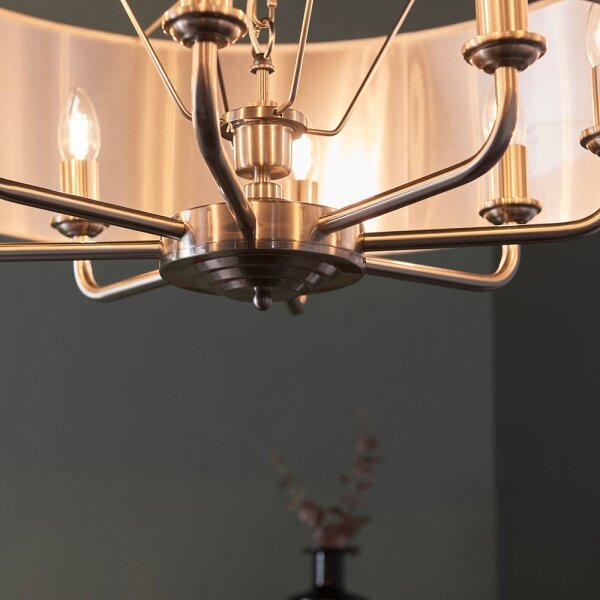 Endon 99152 - Lustr na řetězu HIGHCLERE 8xE14/40W/230V šedá/matný chrom
