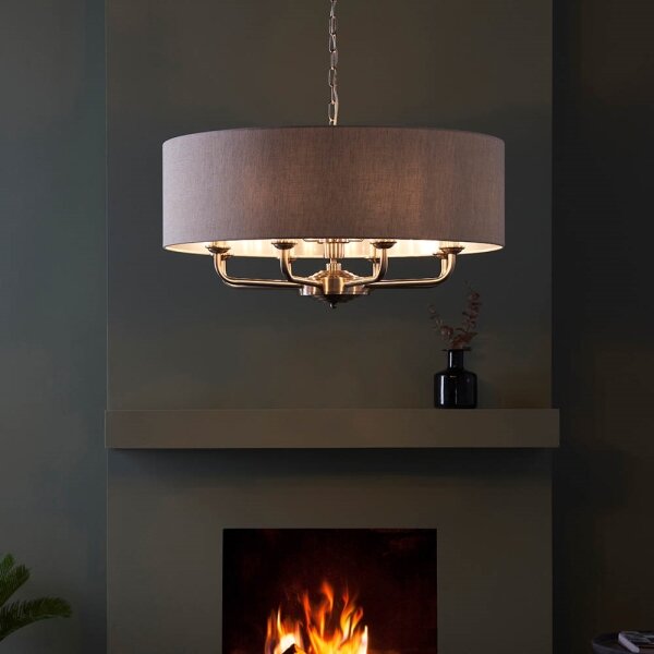 Endon 99152 - Lustr na řetězu HIGHCLERE 8xE14/40W/230V šedá/matný chrom