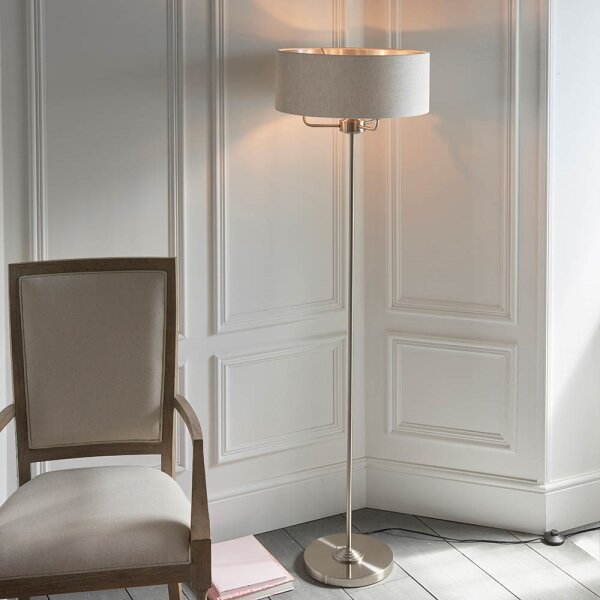 Endon 94359 - Stojací lampa HIGHCLERE 3xE14/40W/230V béžová/lesklý chrom