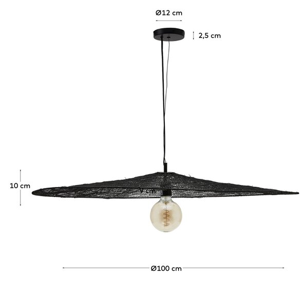 Černé kovové závěsné světlo Kave Home Makai 100 cm