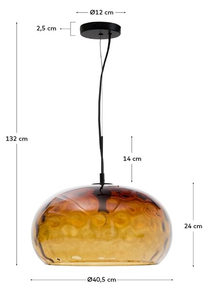 Hnědé skleněné závěsné světlo Kave Home Balma 40 cm