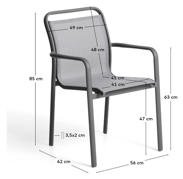 Kave Home Šedá hliníková zahradní židle Luri