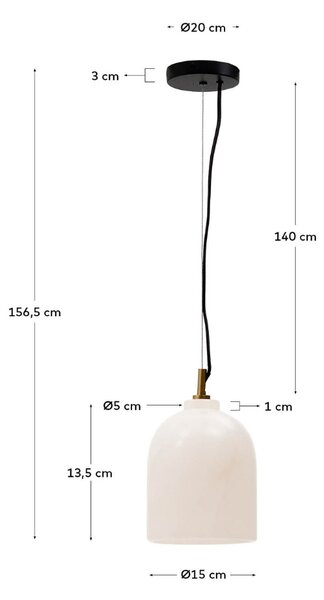Bílé závěsné světlo Kave Home Shenli 15 cm