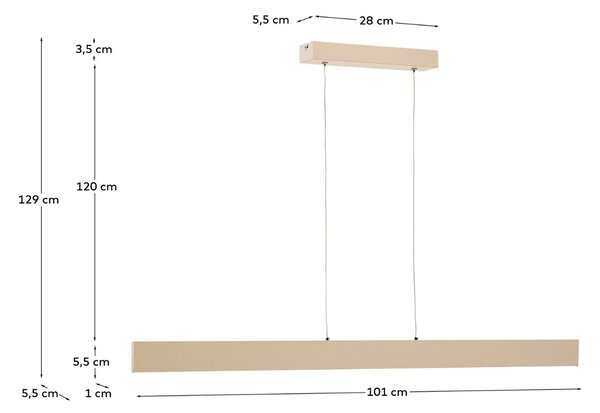 Béžové závěsné LED světlo Kave Home Boadella 101 cm