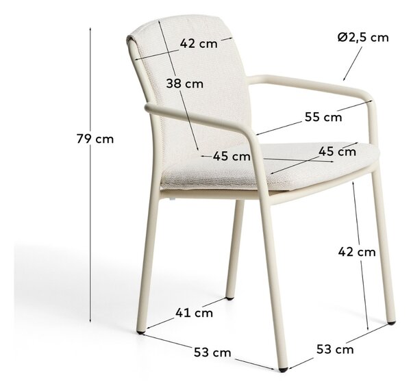 Kave Home Krémová hliníková zahradní židle Linosa s polštářem
