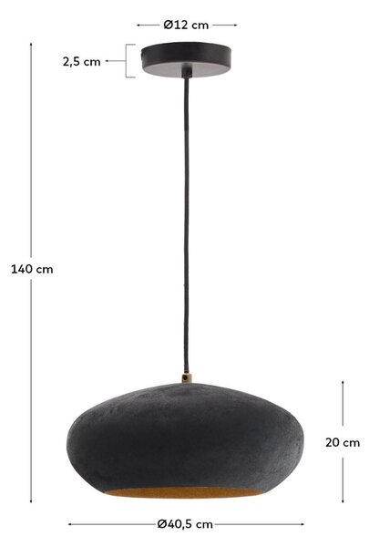 Černé kovové závěsné světlo Kave Home Inda 30 cm