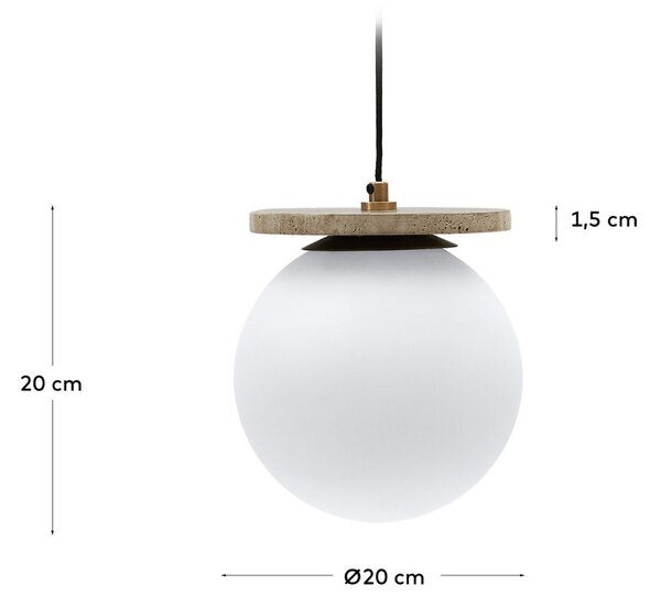 Bílé skleněné závěsné světlo Kave Home Malachi 20 cm