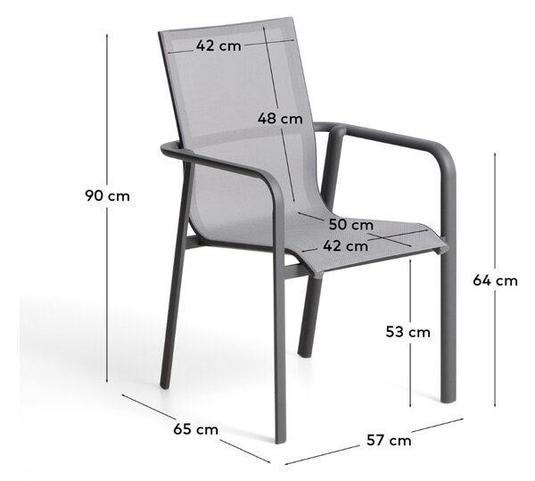 Kave Home Šedá hliníková zahradní židle Canea