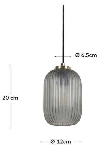 Kouřově šedé skleněné závěsné světlo Kave Home Hestia 12 cm