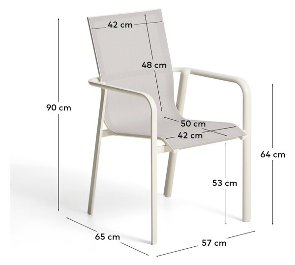 Kave Home Krémová hliníková zahradní židle Canea
