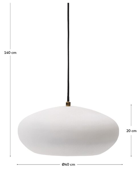Bílé kovové závěsné světlo Kave Home Inda 30 cm