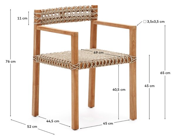 Teaková zahradní židle Kave Home Giverola s výpletem