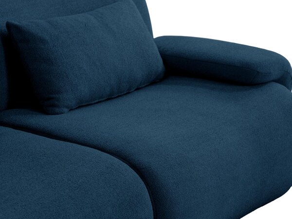 MILYSOFA SOFATIME – 5místná modulární rohová pohovka s lehátkem, jemná bouclé látka, tmavě modrá