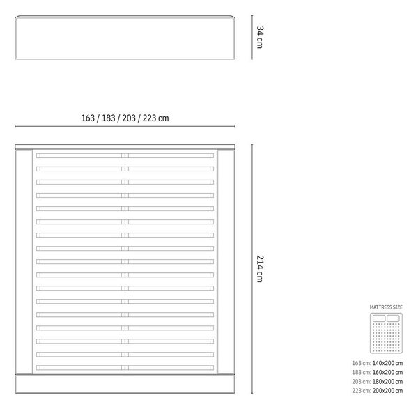 Béžová čalouněná dvoulůžková postel s úložným prostorem s roštem 180x200 cm Simon – Micadoni