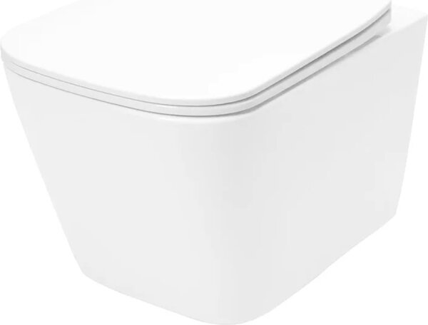 VBChome Závěsné keramické WC bez obrouček s poklopem WC sedátko z duroplastu WC bez obrouček s funkcí soft-close Splachovací klozet