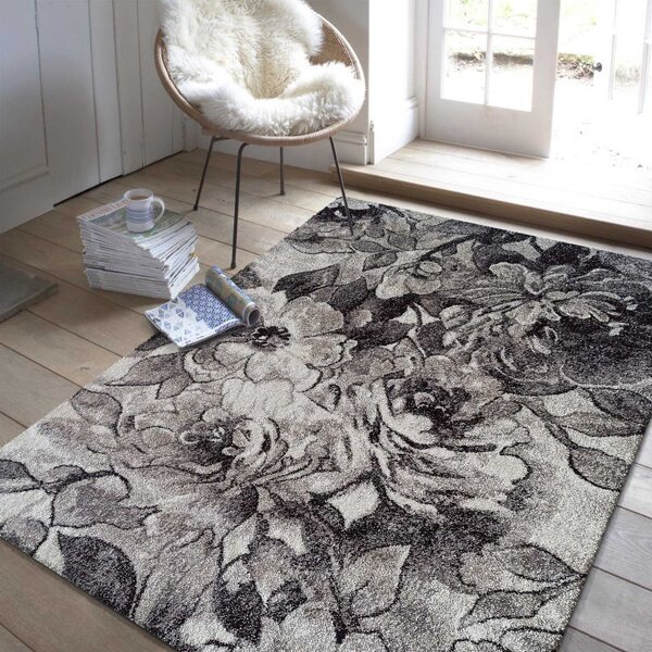 Makro Abra Moderní kusový koberec Panamero 16 Květy hnědý Rozměr: 80x150 cm