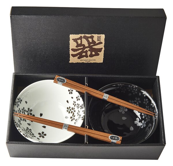 Made in Japan (MIJ) Set Misek Silver Sakura 2 x 400 ml s hůlkami