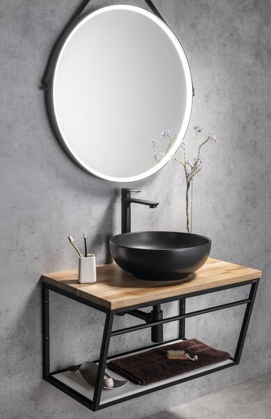 Sapho Sapho, SKA Konstrukce pod umyvadlo 750x400x460mm, černá mat, s bílou MDF policí, SKA102