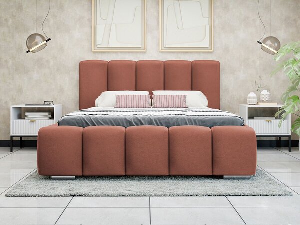 Manželská postel 140 cm Leskana (terakota) (s roštem) (s úl. prostorem)