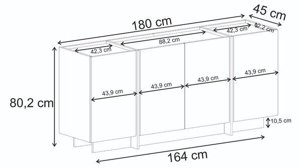 Komoda v dekoru ořechu s dírou na kabely v tmavě přírodní barvě 180x80x45 cm Dorma – Kalune Design