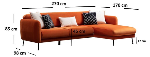 Rohová sedací souprava Samantha (P) (Oranžová)