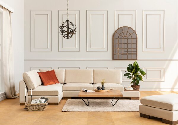 Rohová sedací souprava Tullia (béžová) (L). Akce -24%