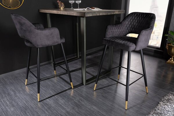 Designová barová židle Laney antracitový samet