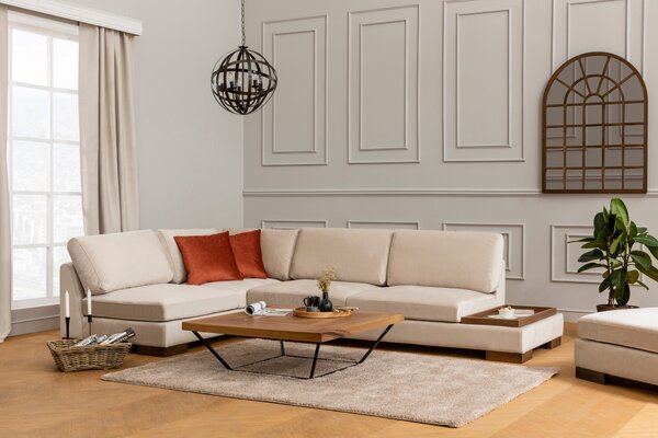 Rohová sedací souprava Tullia (béžová) (L). Akce -24%