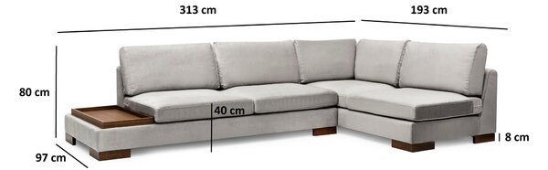 Rohová sedací souprava Tullia (světle šedá) (P)