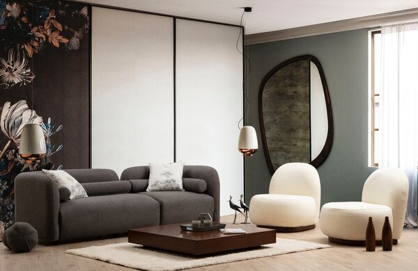 Atelier del Sofa 3-místná pohovka Victoria Grey Bouclette, Šedá