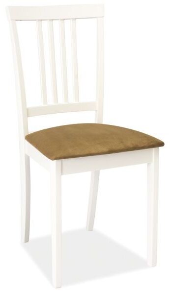 Židle CD-63 bílá polstrování.45, Sedák s čalouněním, Nohy: dřevo, látka, barva: bílá, bez područek lakované dřevo