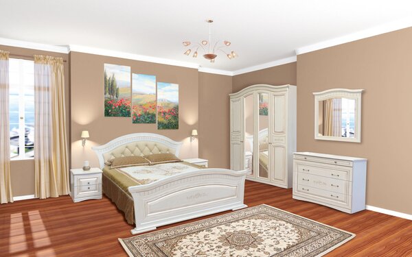 VerDesign NIKA šatní skříň 4D, bílé dřevo/patina