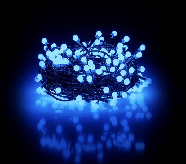 Vánoční LED řetěz s kuličkami - Cherry, 10m, 100 LED diod, modrá, propojovatelný
