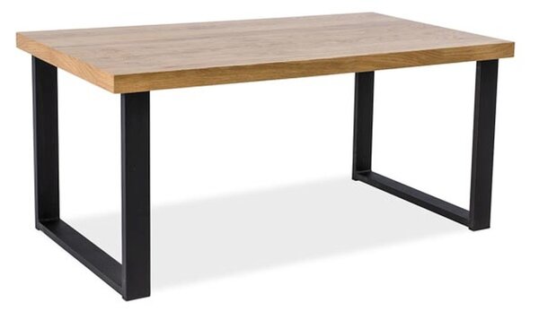 Stůl UMBERTO masivní dub/černý 150x90, 150 x 90 cm, hnědá dub sonoma, dřevo