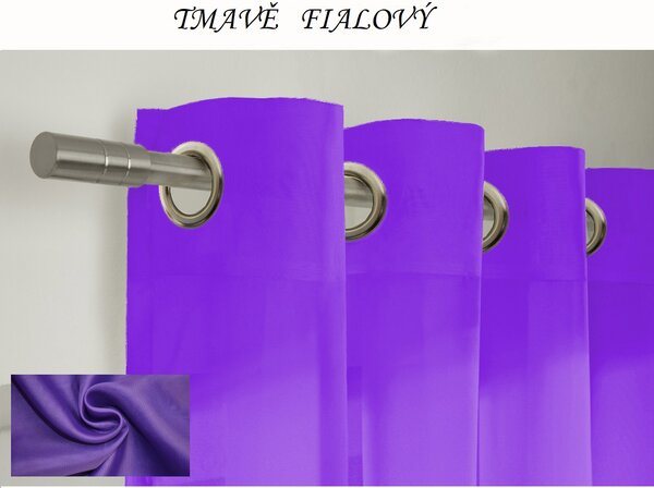 F.Tvoje Hotový voálový barevný závěs / záclona na kolečkách / s kroužky 145x250cm různé barvy Barva: tmavě fialová