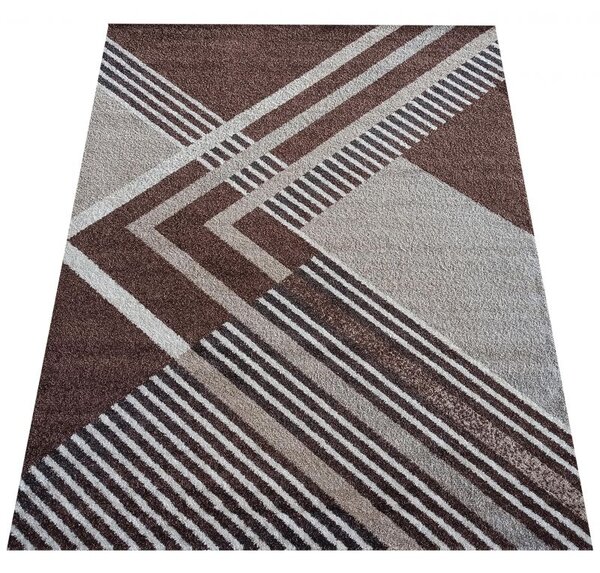 Kobercový ráj Kusový koberec moderní OTTO 03 Geometrický hnědý Rozměr: 80x150 cm