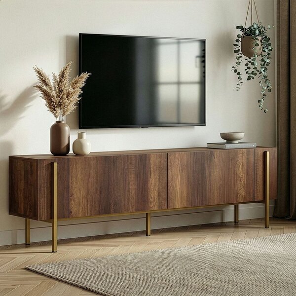 TV stolek v dekoru ořechu v tmavě přírodní barvě 180x45x30 cm Nexus – Kalune Design