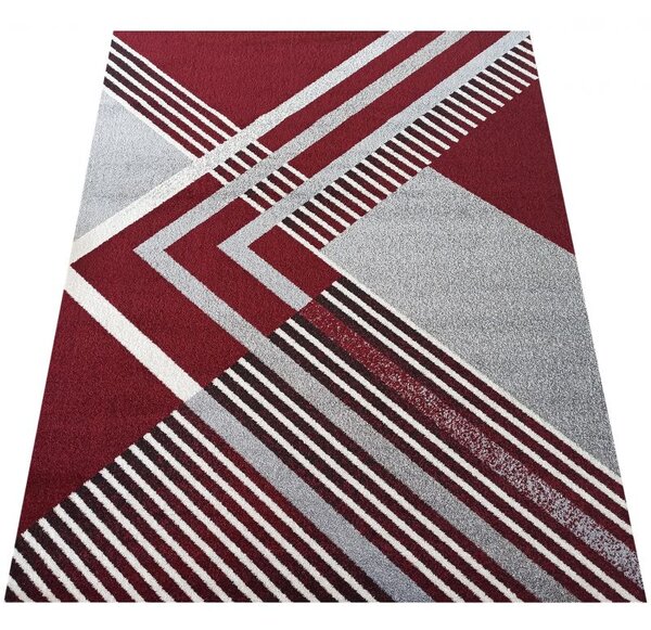 Kobercový ráj Kusový koberec moderní OTTO 03 Geometrický červený šedý Rozměr: 120x170 cm