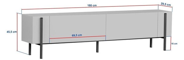 TV stolek v dekoru ořechu v tmavě přírodní barvě 180x45x30 cm Nexus – Kalune Design