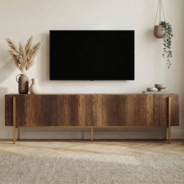 TV stolek v dekoru ořechu v tmavě přírodní barvě 180x45x30 cm Nexus – Kalune Design