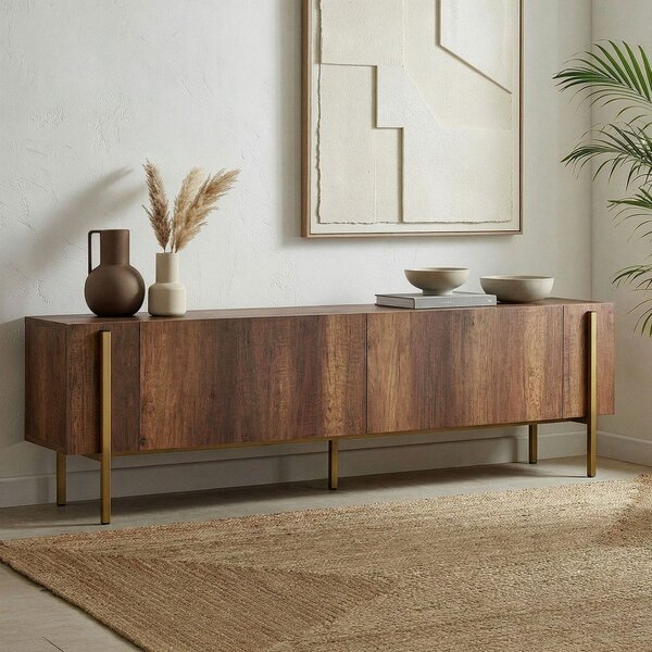 TV stolek v dekoru ořechu v tmavě přírodní barvě 180x45x30 cm Nexus – Kalune Design