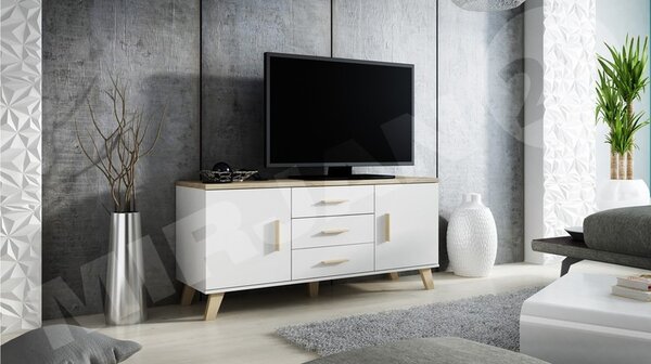 TV skříňka Sanna 150 2D3S, Barva: wotan / wotan + černý 5903211062636
