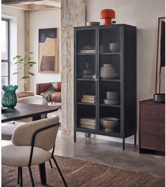 Tmavě zelená kovová vitrína 90x190 cm Bronco – Unique Furniture