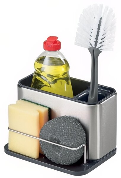 Joseph Joseph Stříbrno-černý nerezový stojan na mycí prostředky Surface Sink Tidy